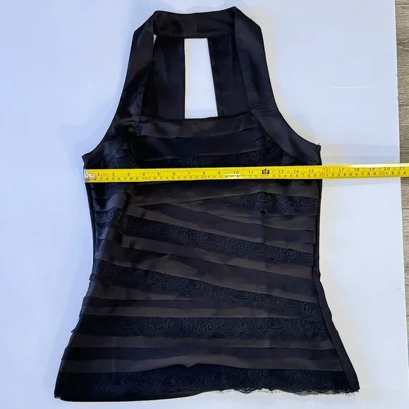 WHBM Black Tiered Halter Top - Picture 8 of 11